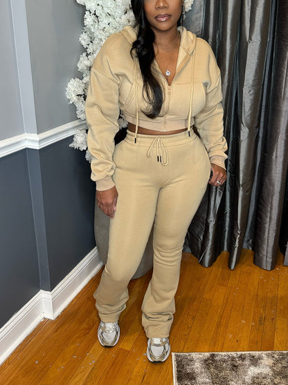 Basic Hoodie Extended Pants Set