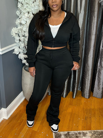 Basic Hoodie Extended Pants Set