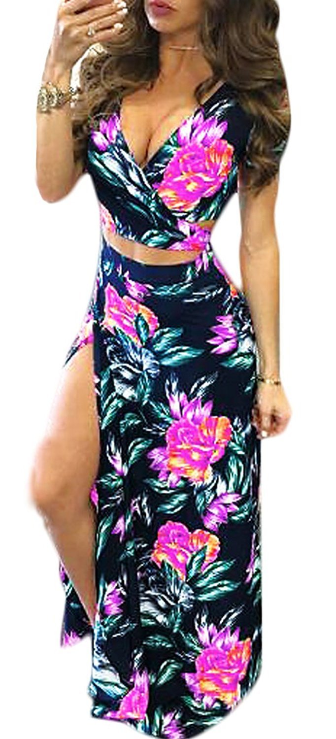 Floral Printed Slit Skirt Set