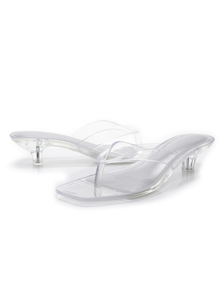 Jelly Thong Kitten Heel Sandals