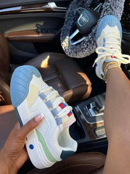 Color Contrast Rubber Toe Sneakers