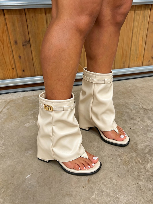 Leather Fold-Over Thong Sandals