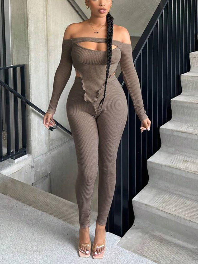 Off Shoulder Top Leggings Set