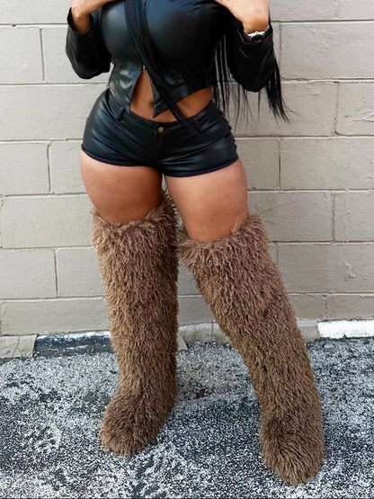 Thigh High Mongolian Fur Boots