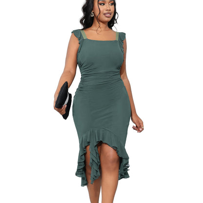 Sleeveless Irregular Ruffle Dress