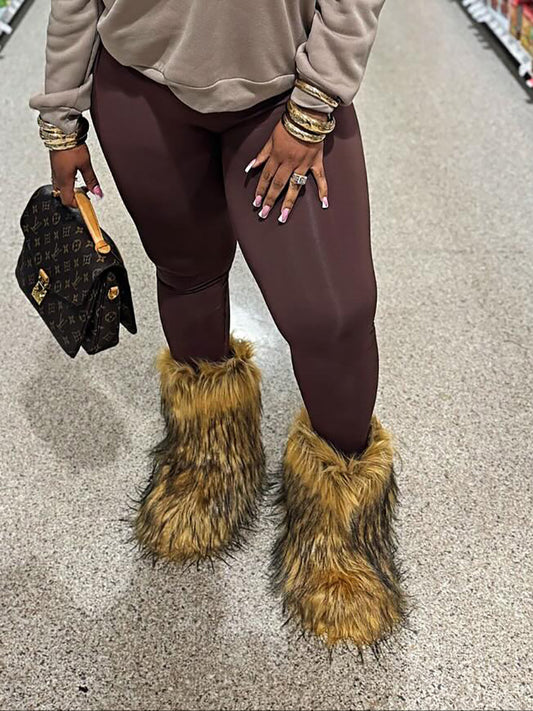 Fluffy Faux Fur Mid-Calf Booties