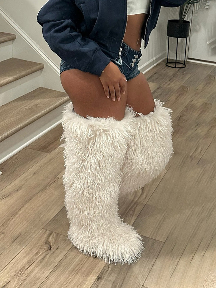 Thigh High Mongolian Fur Boots