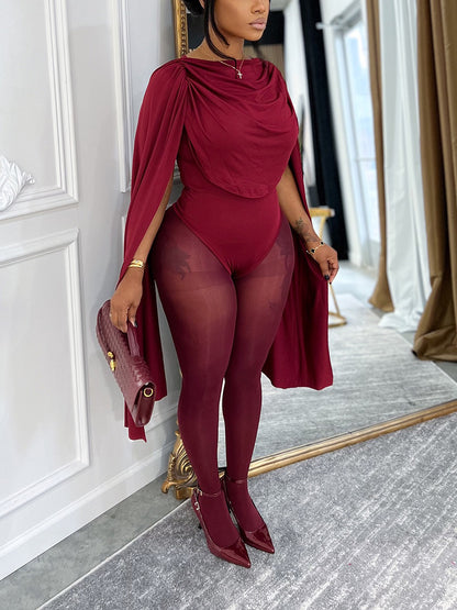 Goddess Draped Cape Bodysuit