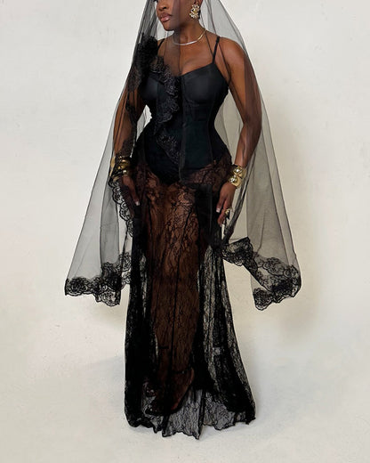 Luxe Lace Sheer Mermaid Dress