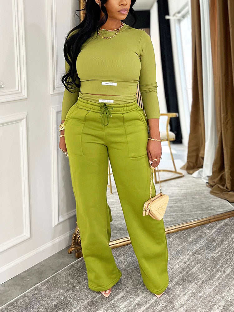 Cropped Top & Wide Joggers Set