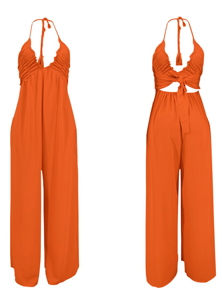 Halter Backless Wide Leg Jumpsuit