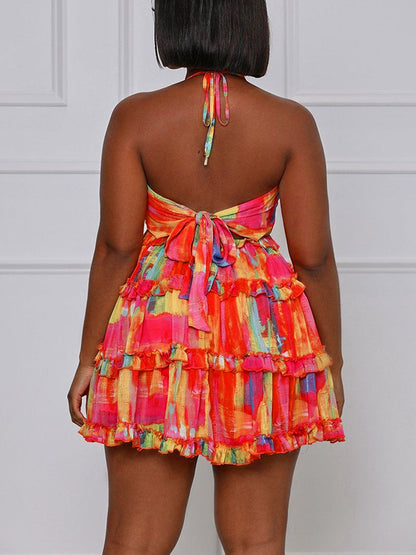 Summer Print Cutout Dress - ECHOINE