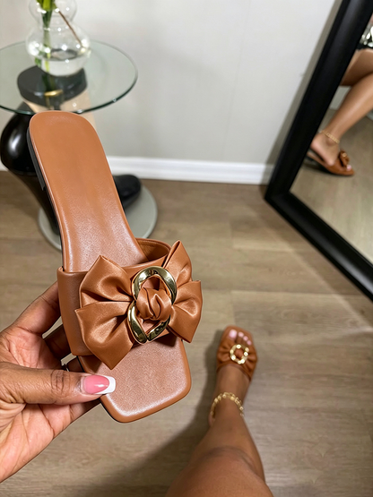 Satin Bow Flat Sandals