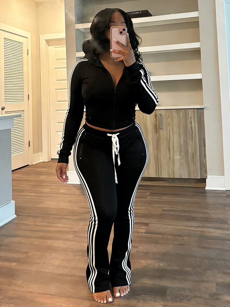 Athleisure Stripe Flare Tracksuit Set