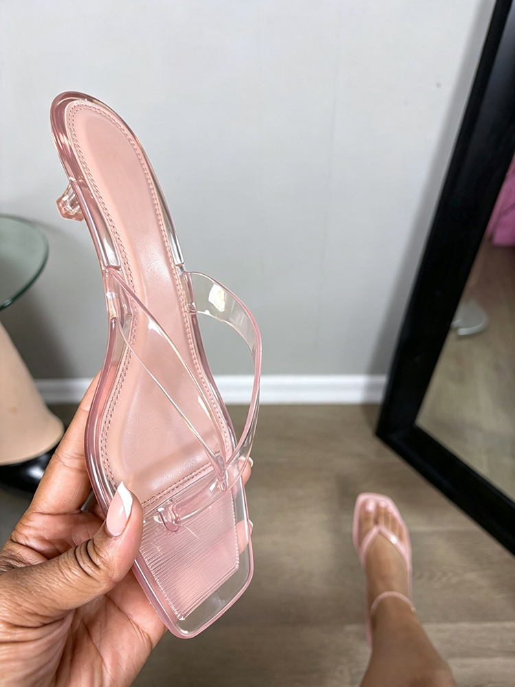 Jelly Thong Kitten Heel Sandals