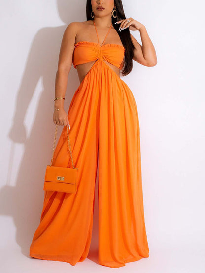 Chiffon Wide Leg Jumpsuit - ECHOINE