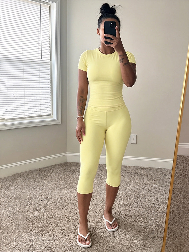 Effortless Fitted Tee & Capri Leggings Set