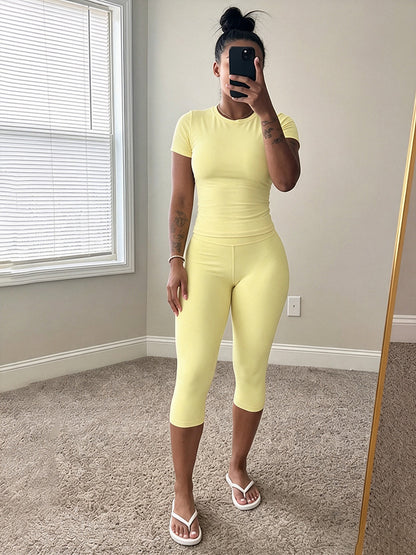 Effortless Fitted Tee & Capri Leggings Set