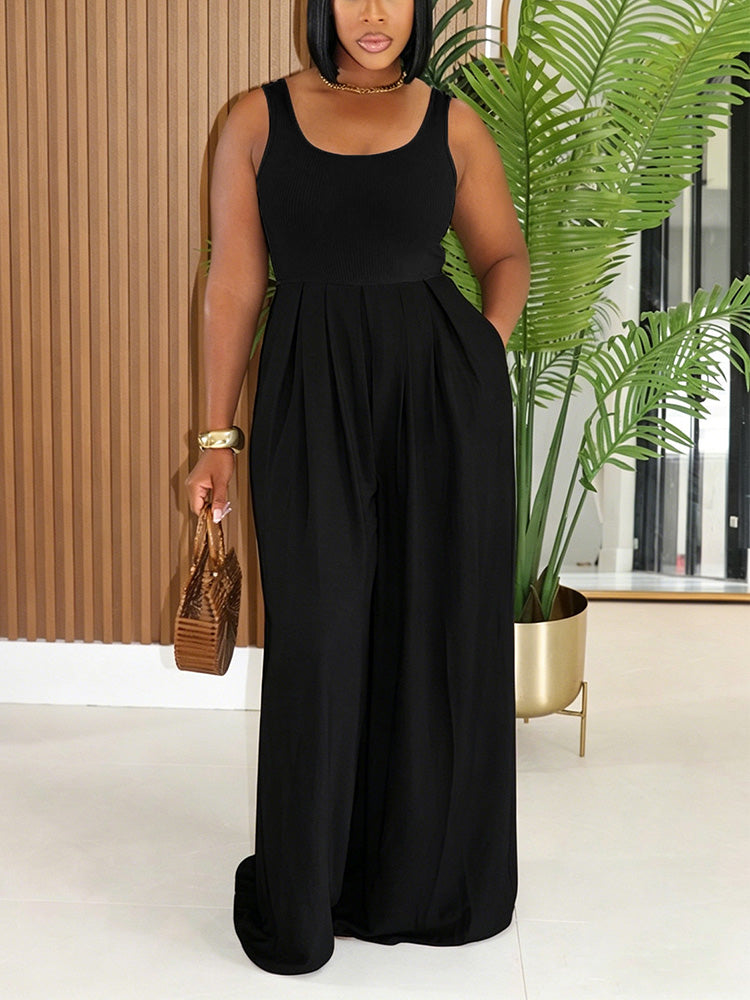 Ribbed Tank Wide-Leg Jumpsuit