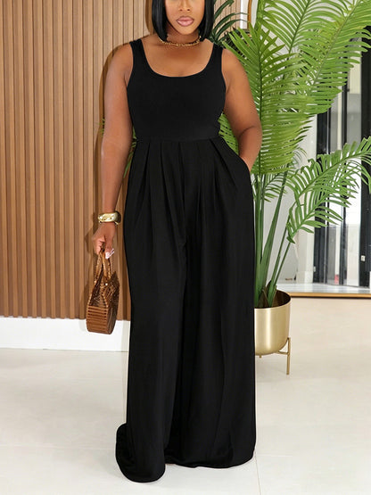 Ribbed Tank Wide-Leg Jumpsuit