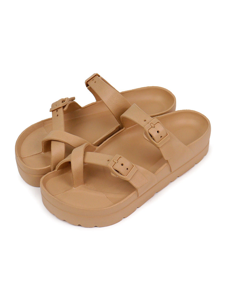 Crossover Buckle Strap Sandals