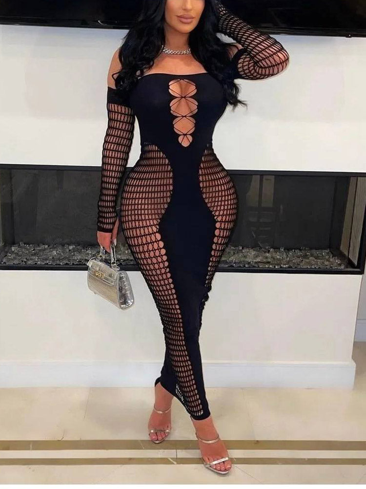 Fishnet Sheer Maxi Dress