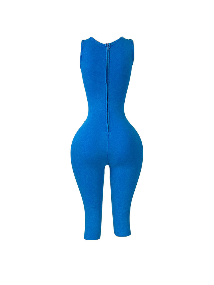 Bold Cutout Ribbed Capri Jumpsuit
