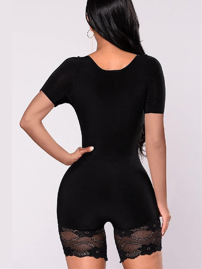 V-Neck Lace Bodycon Romper