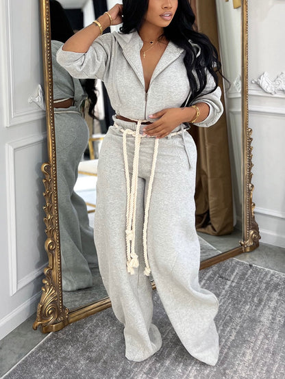 Rope Hoodie Jacket & Wide Jogger Set