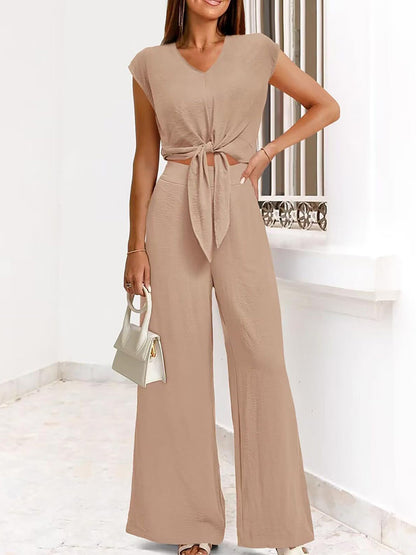 Tie Top Wide Pants Set