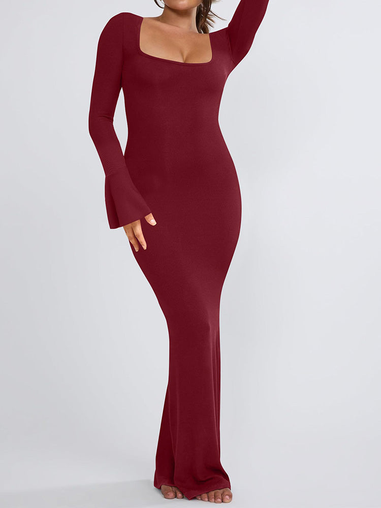 Square Neck Bodycon Maxi Dress