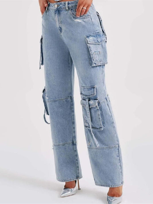 Cargo High Waist Wide Jeans