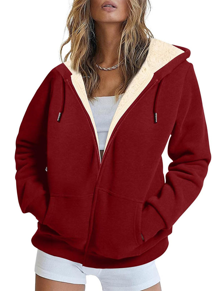 Fleece Lined Zip Up Hoodie