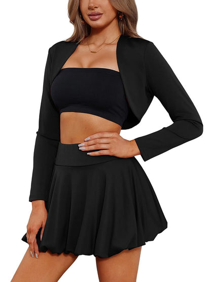 Open Front Jacket Bubble Skirt Set