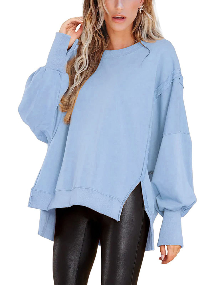 Crew Neck Oversized Split Sweatshirt