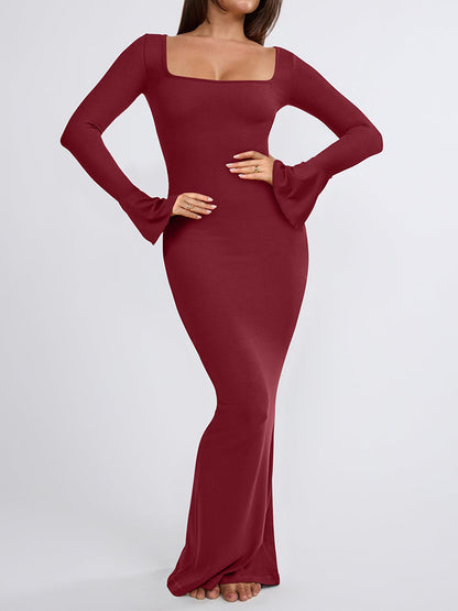 Square Neck Bodycon Maxi Dress