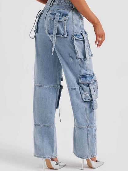 Cargo High Waist Wide Jeans