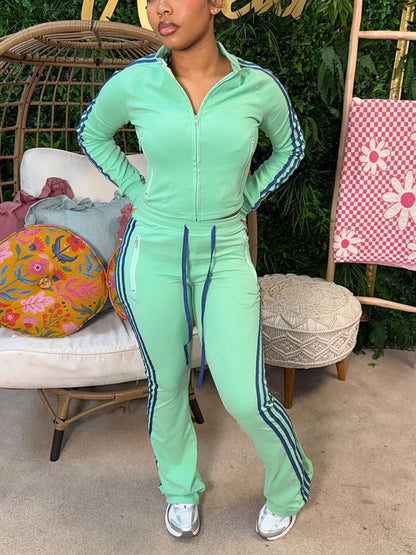 Athleisure Stripe Flare Tracksuit Set