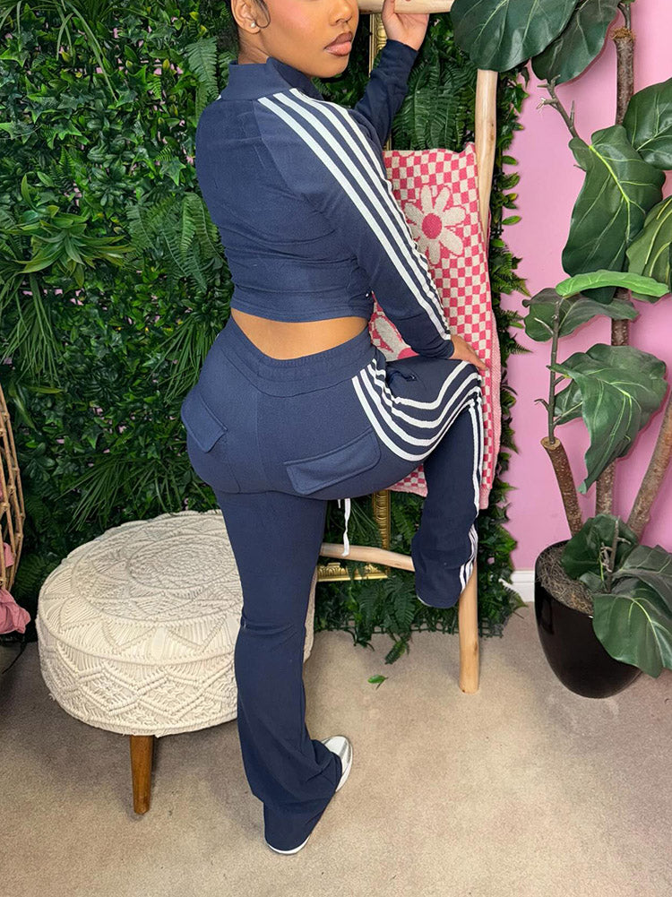 Athleisure Stripe Flare Tracksuit Set