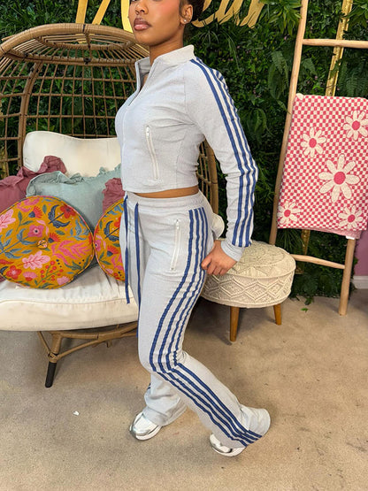 Athleisure Stripe Flare Tracksuit Set