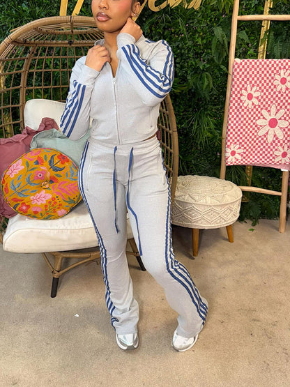 Athleisure Stripe Flare Tracksuit Set