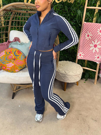 Athleisure Stripe Flare Tracksuit Set