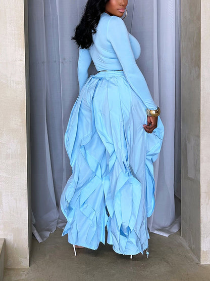 Sleek Top & Windbreaker Pleated Pants Set