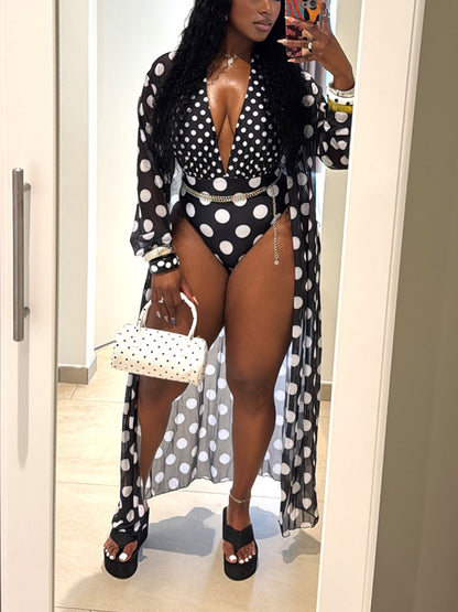 Polka Dot Swimsuit & Cover-Up Set