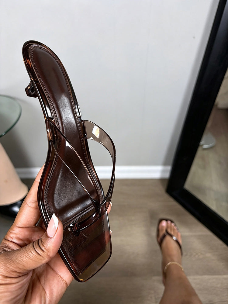 Jelly Thong Kitten Heel Sandals