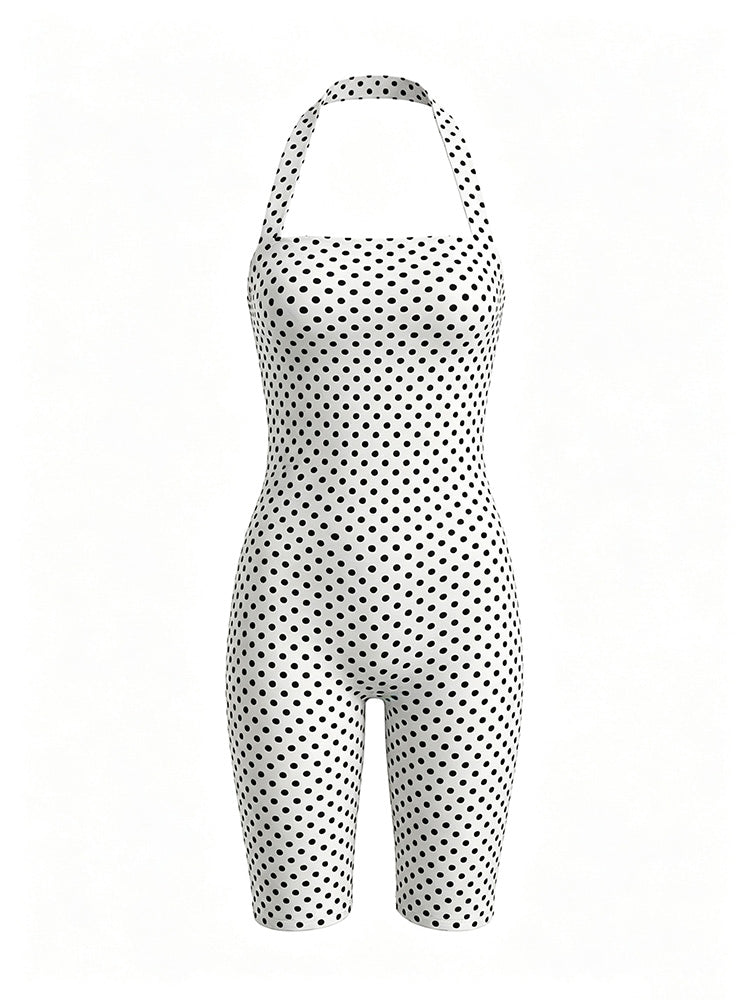 Polka Dot Halter Capri Jumpsuit