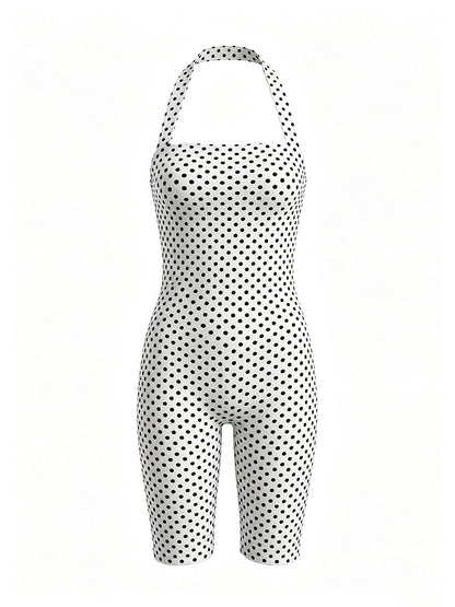 Polka Dot Halter Capri Jumpsuit