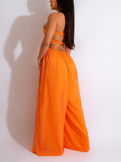 Chiffon Wide Leg Jumpsuit - ECHOINE