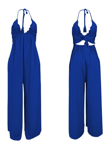 Halter Backless Wide Leg Jumpsuit