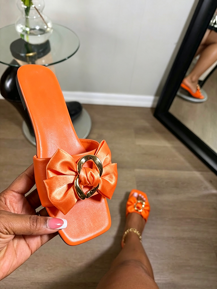 Satin Bow Flat Sandals